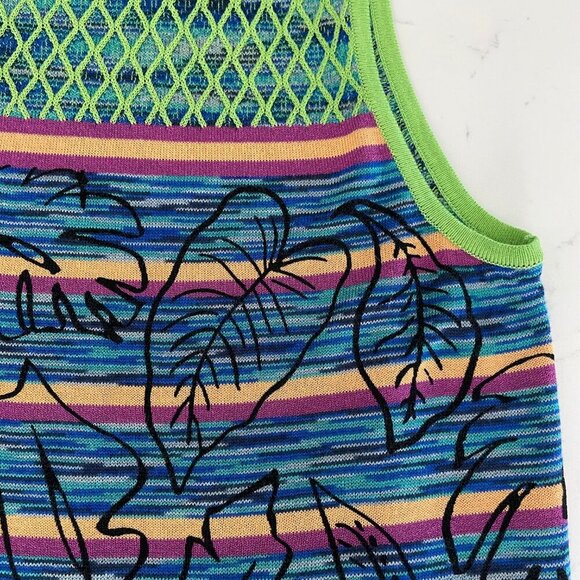 Desigual Knit Slvless Cotton Viscose Abstract Print Tank Top Multi Color M/L - Picture 5 of 11
